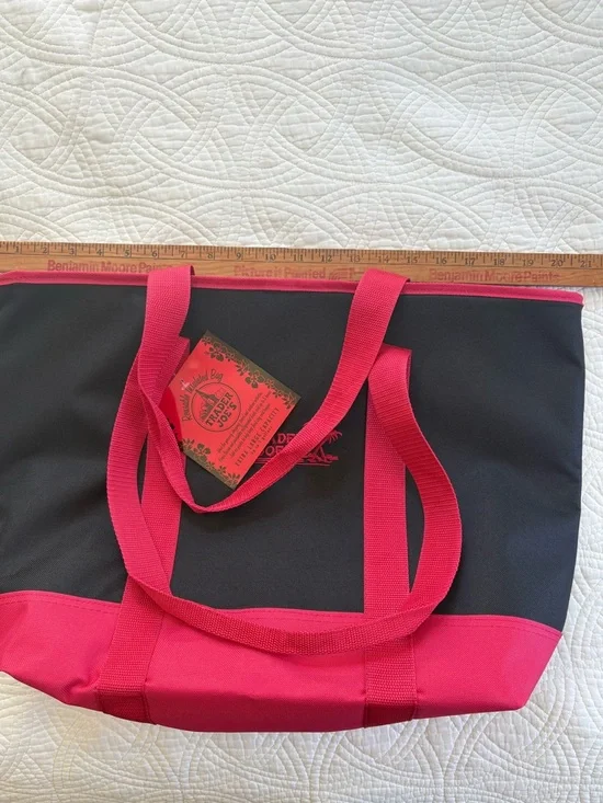 Trader Joe's Black and Red Canvas Duffel Tote - Picture 4 of 5